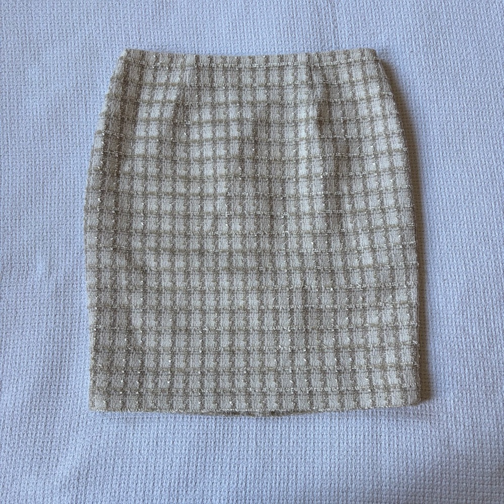 Calvin Klein Tweed Checked Beige Skirt Women’s 6 Petite